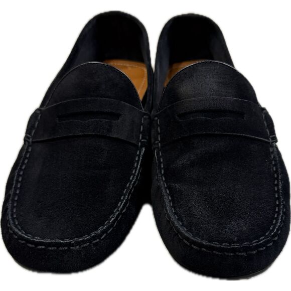 Gucci Black Suede Web Stripe Penny Loafers – Style 566294 - Picture 2 of 7